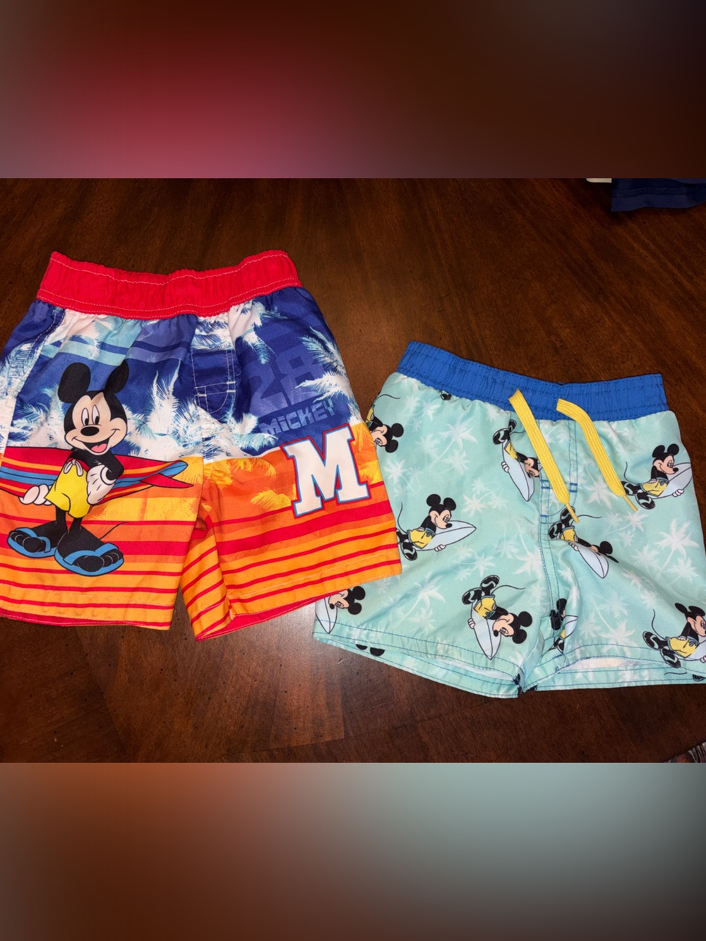 Disney Mickey Mouse Kids' Swim Shorts in Blue, Red & Mint